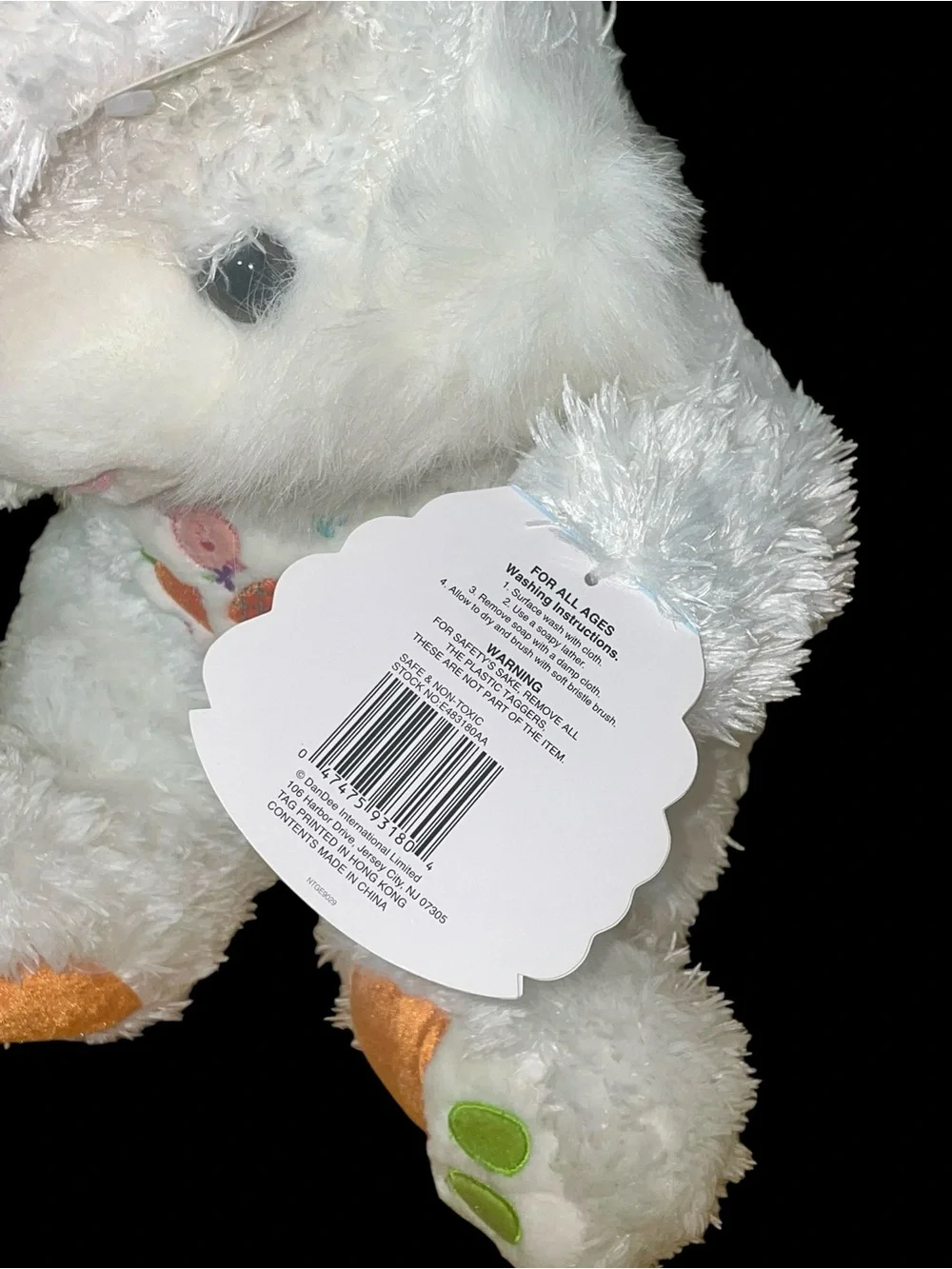 Vintage Hoppy Hopster White Easter Bunny Plush with Carrot Bib 24”